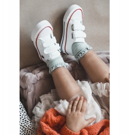 Barn låga sneakers med kardborreband Big Star HH374095 Vit 1