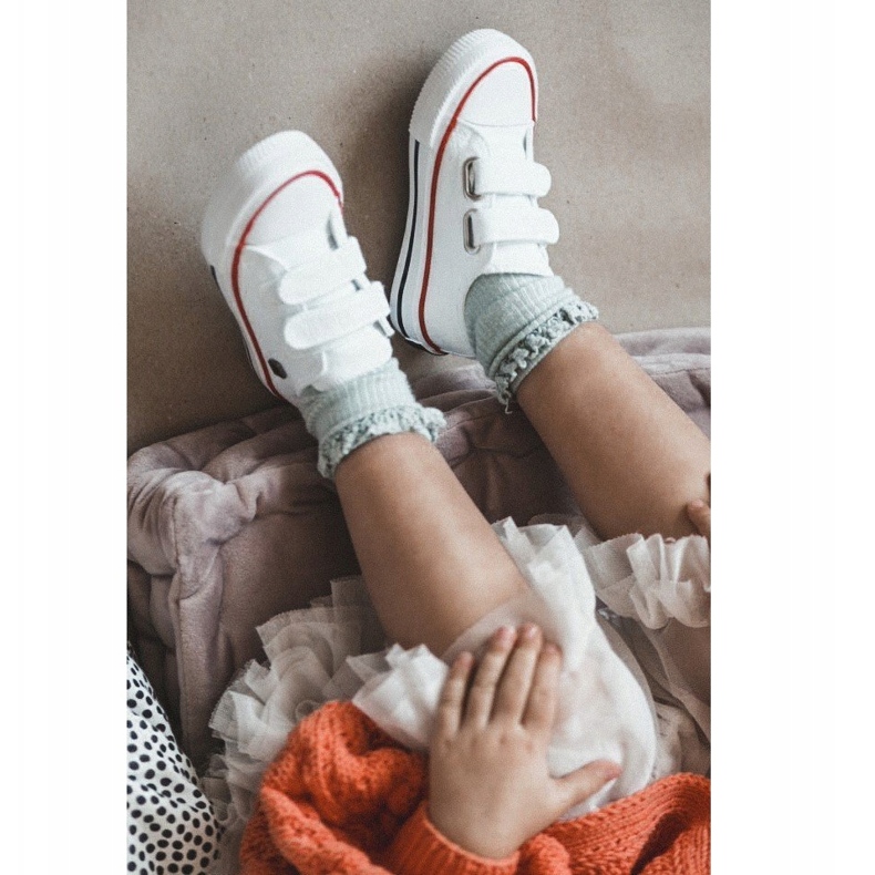 Barn låga sneakers med kardborreband Big Star HH374095 Vit 1