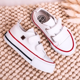 Barn låga sneakers med kardborreband Big Star HH374095 Vit 6