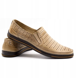 Polbut Genombrutna skor för män 2107P, beige 3