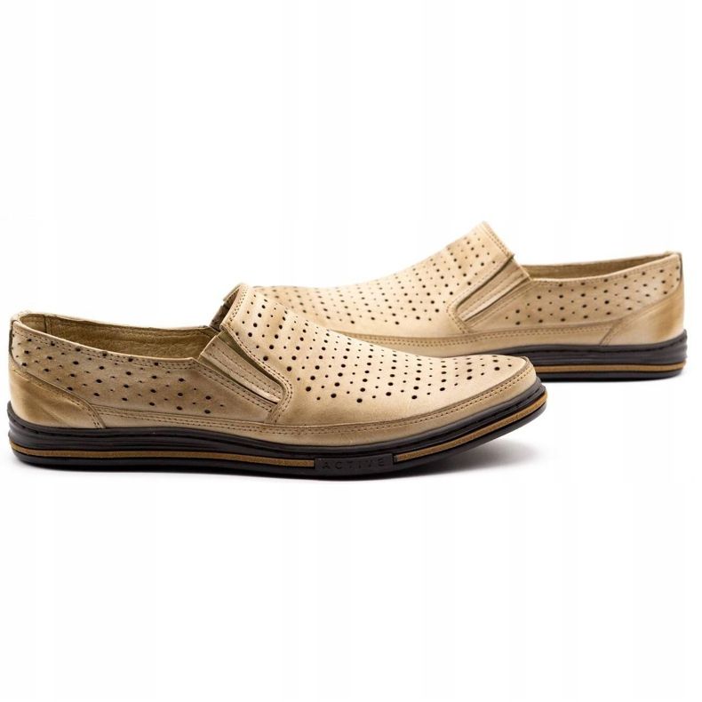 Polbut Genombrutna skor för män 2107P, beige 4