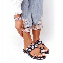 PS1 Eko-läder Tofflor Med Jets SK78P Svart Ava silver- 4