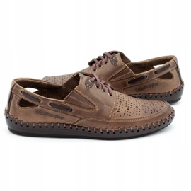 Polbut Loafers för män med öppet arbete J69L brun 1