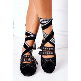 Tied Velour Lu Boo Black Ballerinas svart 1