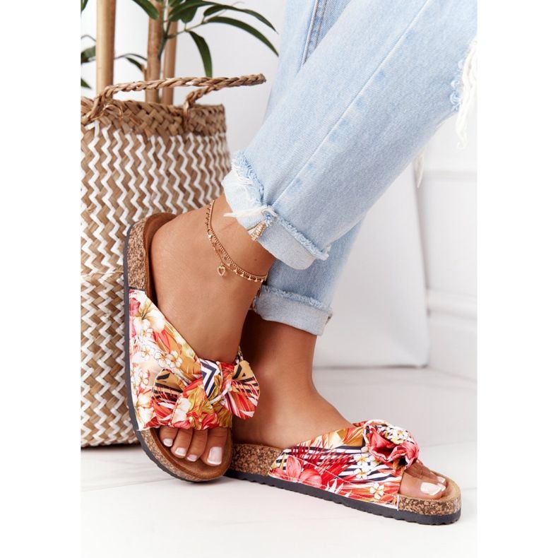 PS1 Flip Flops På Gul Kork Sula Med Wendy Blommor mångfärgad 2