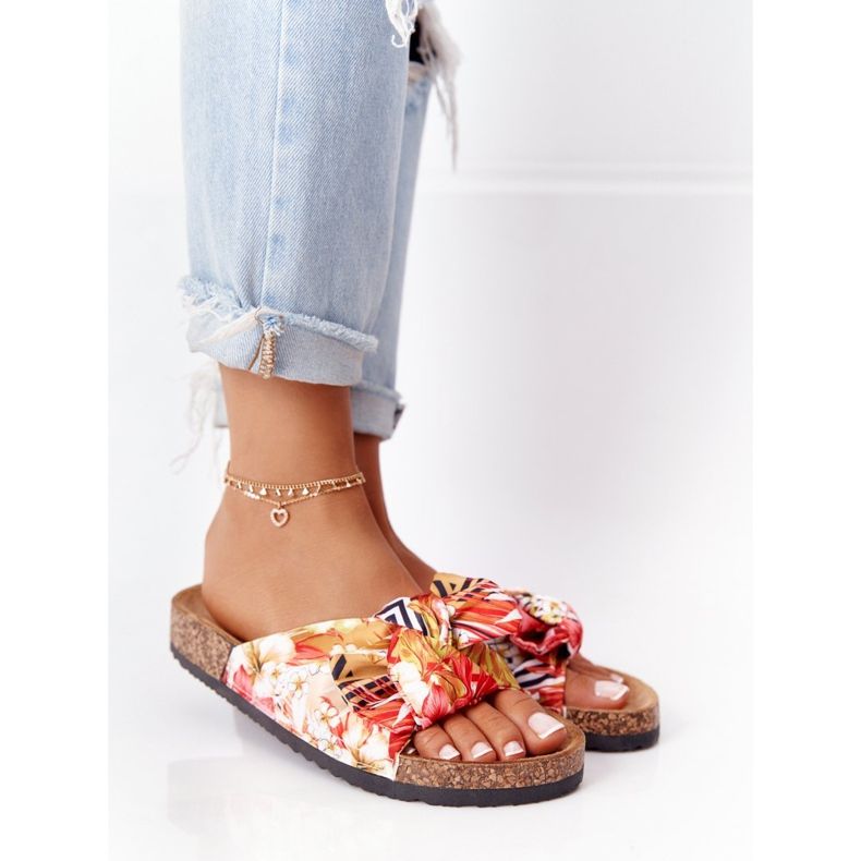 PS1 Flip Flops På Gul Kork Sula Med Wendy Blommor mångfärgad 1