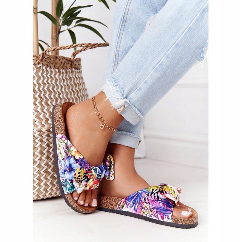 PS1 Flip Flops På Vit Cork Sole Med Wendy Blommor mångfärgad 2