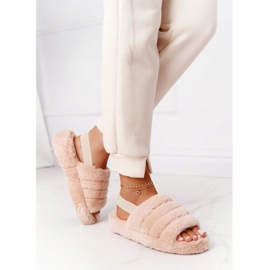 PS1 Päls tofflor på beige snöflinga plattform 1