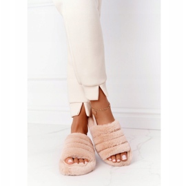 PS1 Päls tofflor på beige snöflinga plattform 2