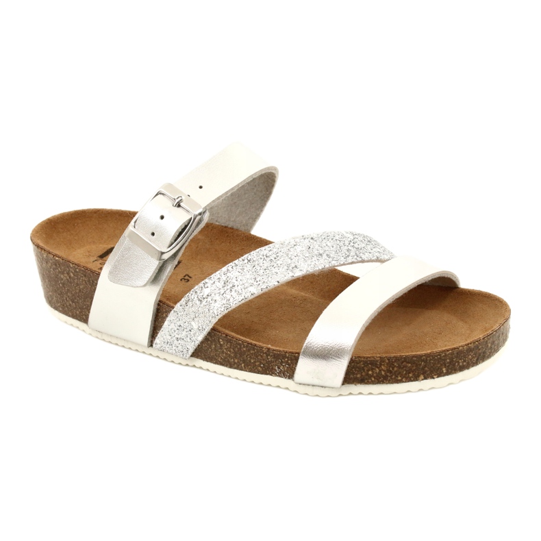 IZZI Kvinnors metalliska flip-flops-slay-läderinsats silver- 1
