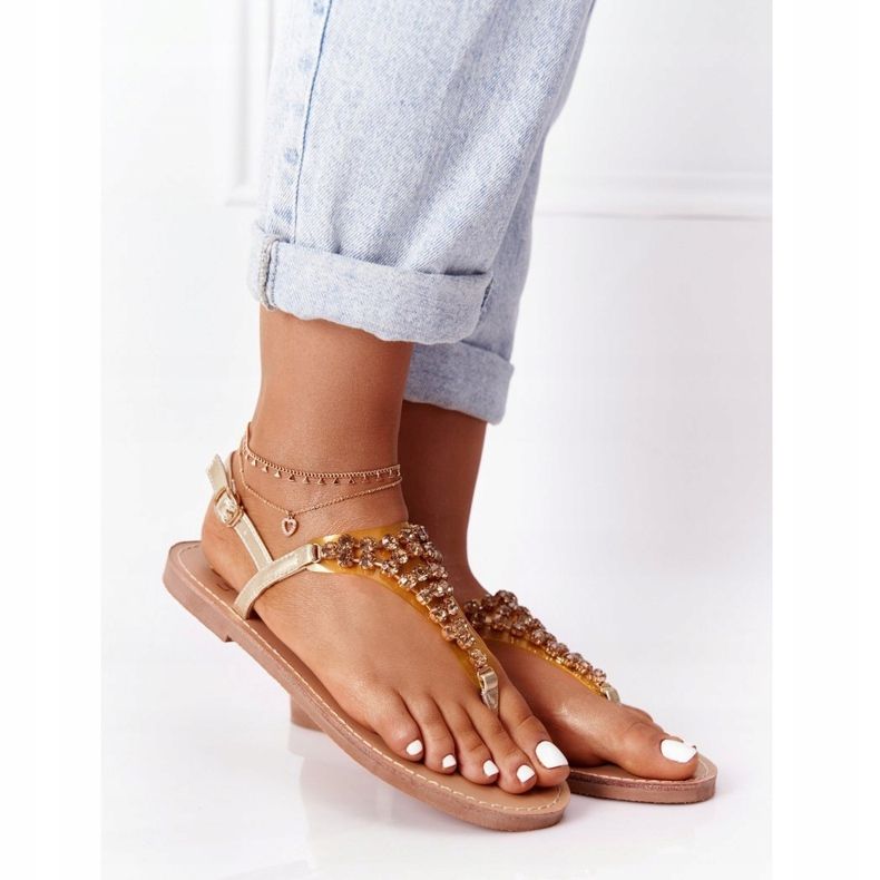 Sandaler Flip-flops With Stones Lu Boo Golden gyllene 2