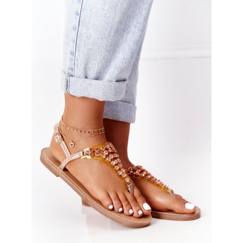 Sandaler japanska med Lu Boo Stones Rose Gold rosa gyllene 2