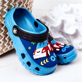 Barn skum tofflor Crocs Blue Black Oscar svart blå 2