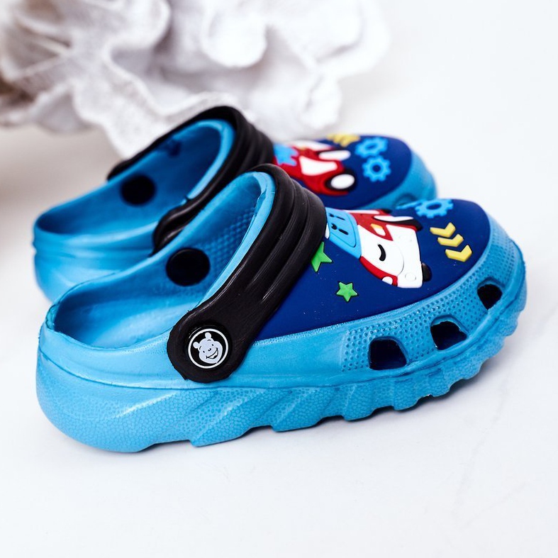 Barn skum tofflor Crocs Blue Black Oscar svart blå 1