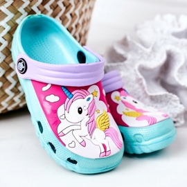 Barnskumtofflor Crocs Green Violet Oscar purpur grön 2