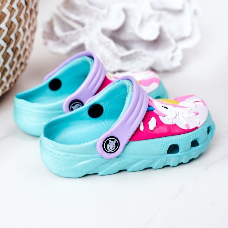 Barnskumtofflor Crocs Green Violet Oscar purpur grön 1