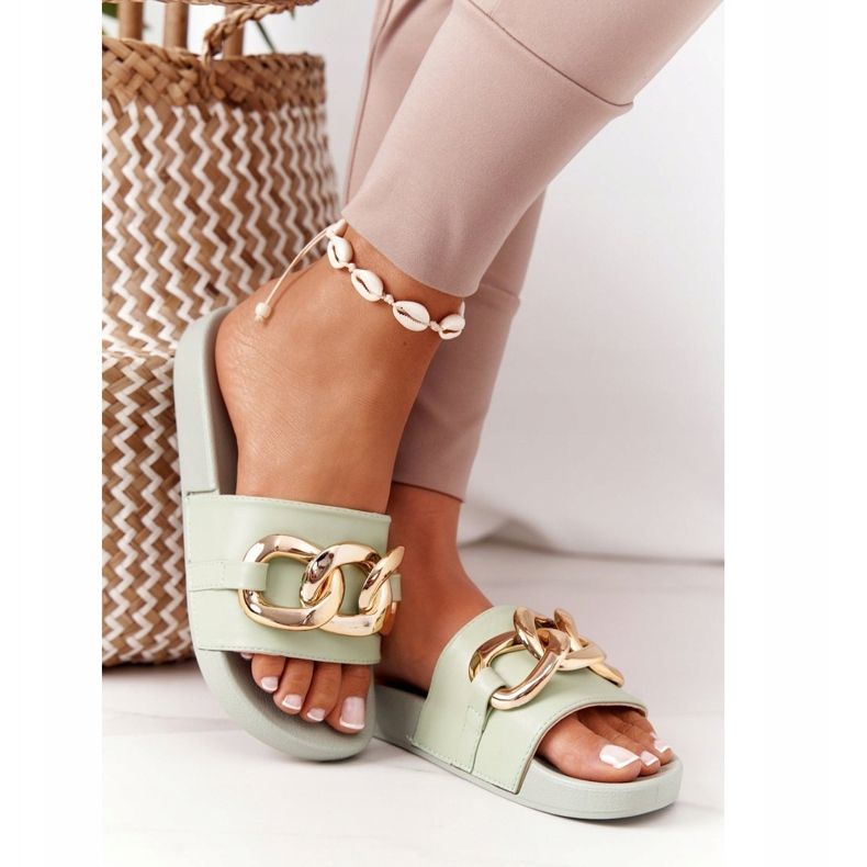 PS1 One Moment gummi tofflor med en kedja ljusgrön 2