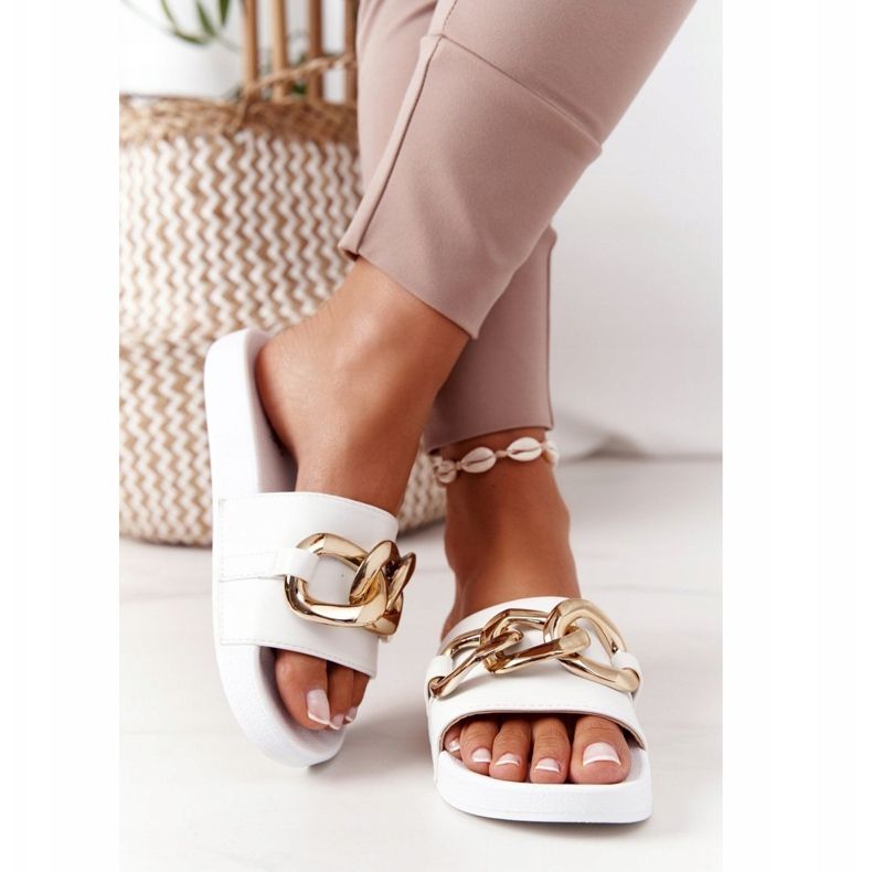 PS1 One Moment gummi flip flops med kedja vit 2