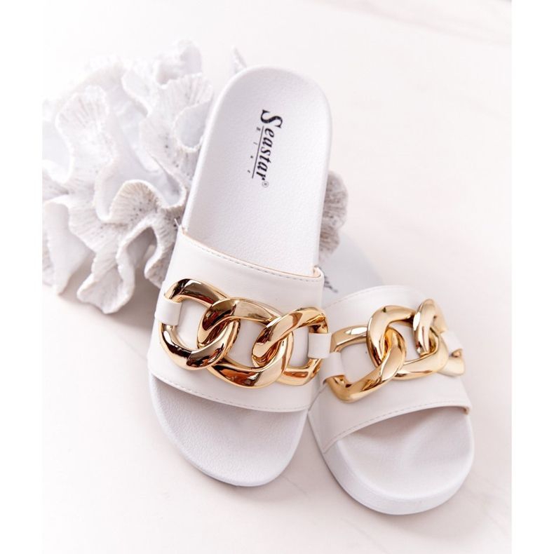 PS1 One Moment gummi flip flops med kedja vit 1