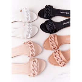 PS1 Läder tofflor med en kedja svart steg för steg 1