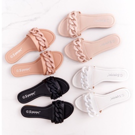 PS1 Läder tofflor med en kedja svart steg för steg 2