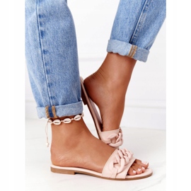 PS1 Läder tofflor med en kedja beige steg för steg 1