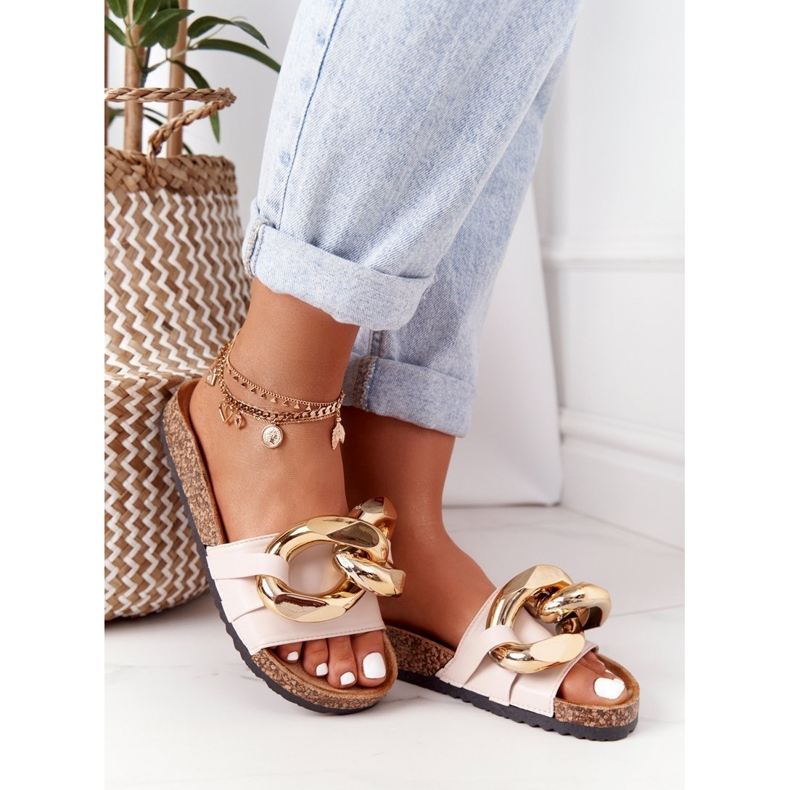 Beige flip -flops med en kedja Beige Last Dance 2