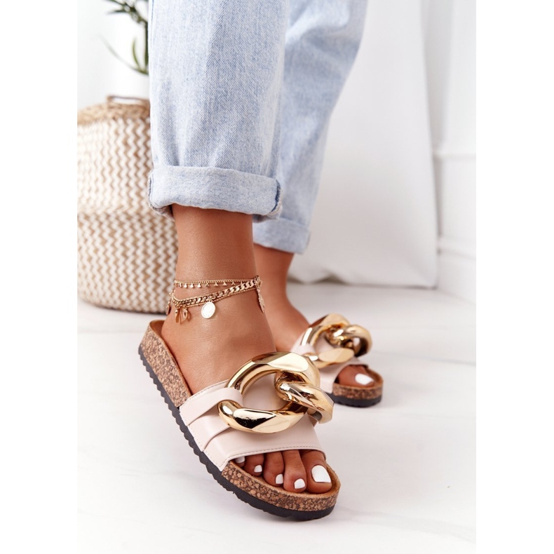 Beige flip -flops med en kedja Beige Last Dance 1