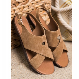 Sergio Leone Flatbruna lädersandaler 1