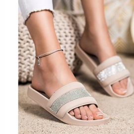 SHELOVET Tofflor Med Cubic Zirconia beige 1