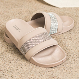 SHELOVET Tofflor Med Cubic Zirconia beige 2