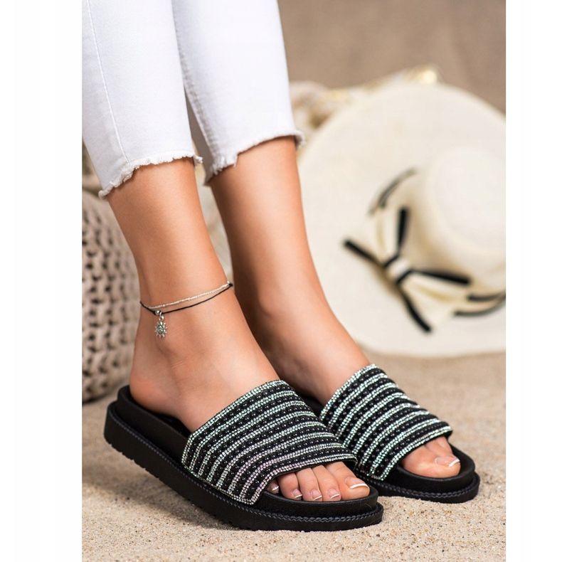 SHELOVET Tofflor På Plattformen Med Cubic Zirconia svart 1