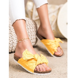 Forever Folie Bekväma textil tofflor gul 1