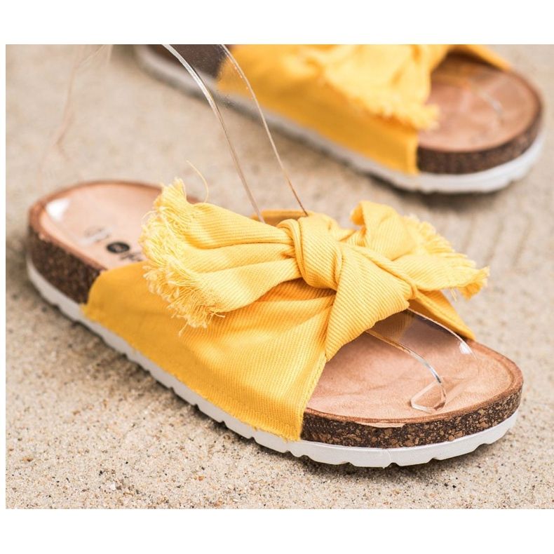 Forever Folie Bekväma textil tofflor gul 2