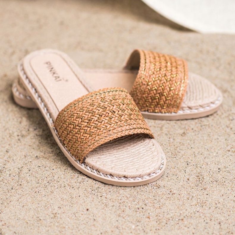 SHELOVET Fritidsflätade tofflor beige 2