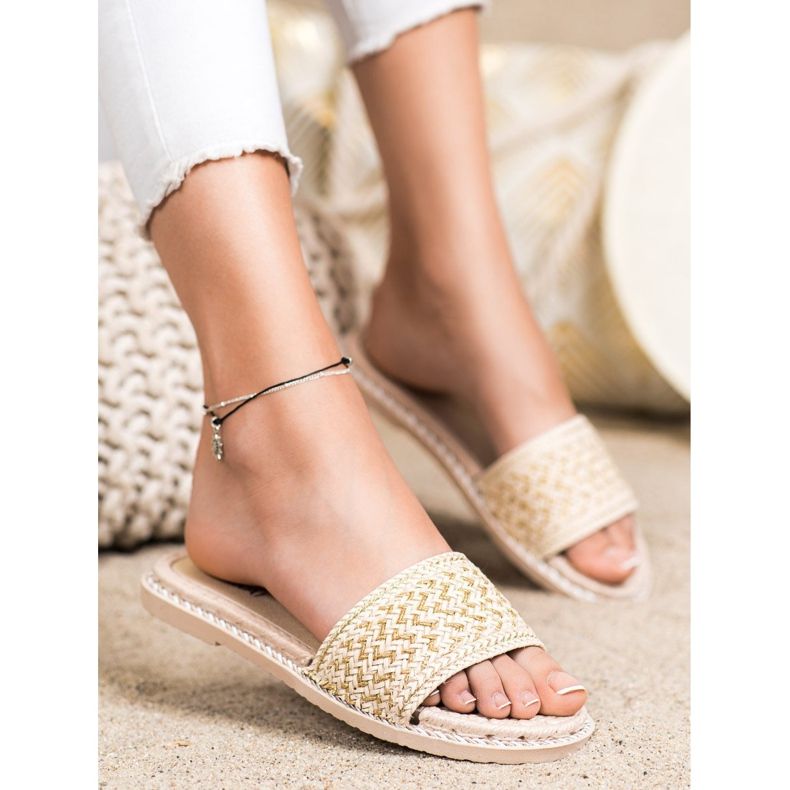 SHELOVET Fritidsflätade tofflor beige 1