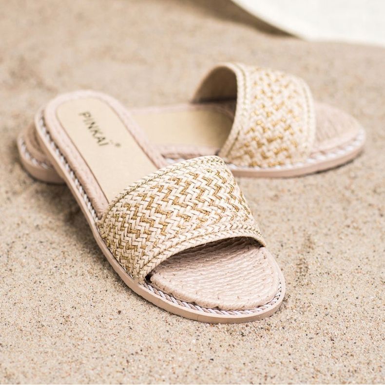 SHELOVET Fritidsflätade tofflor beige 2