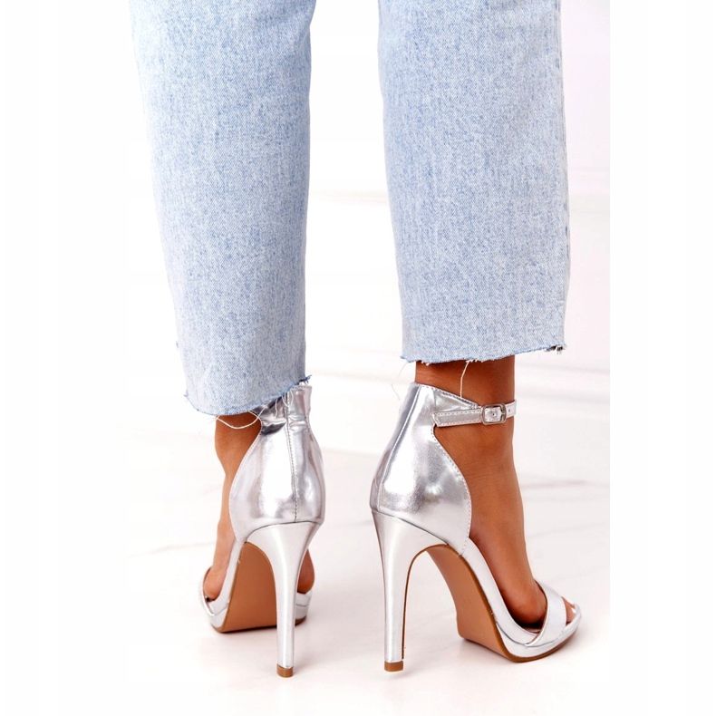 PG1 Eleganta sandaler på en silverglamourklack silver- 3
