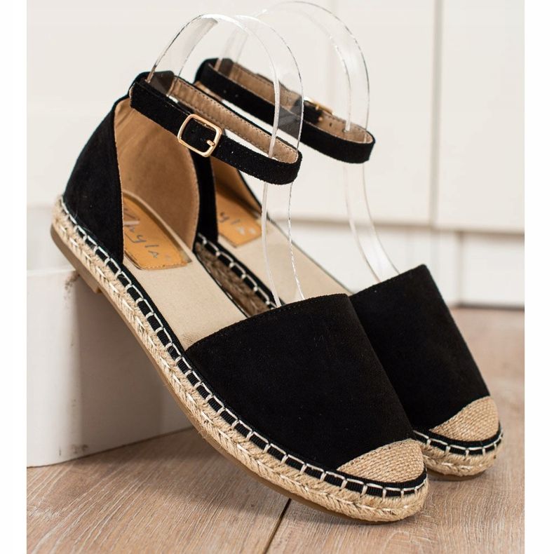 Kayla Svart Espadrilles med spänne 2