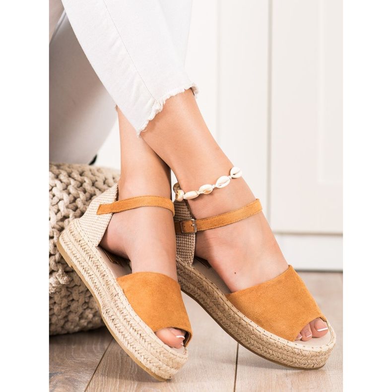 Bestelle Öppen tå Espadrilles beige brun 2