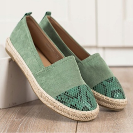 Bestelle Espadriller med ormtryckinsats grön 1