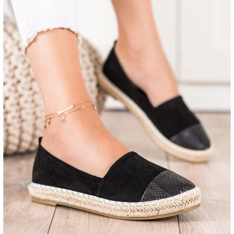 Bestelle Espadriller med ormtryckinsats svart 1