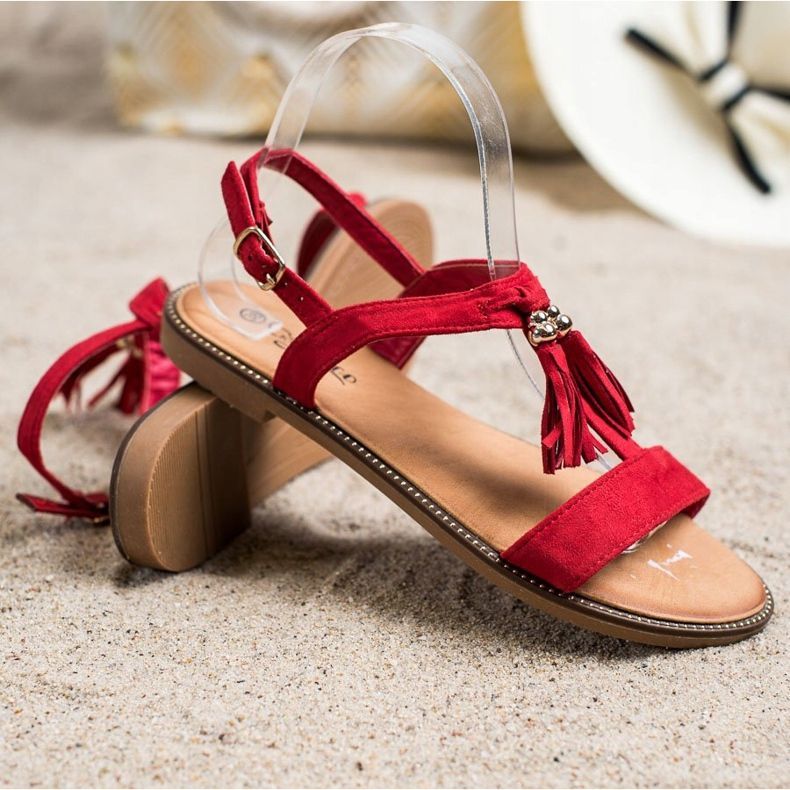 Groto Gogo Röda sandaler med fransar 1