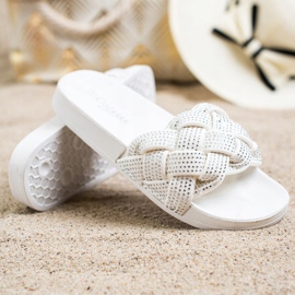 Groto Gogo Textil tofflor med kristaller vit 1