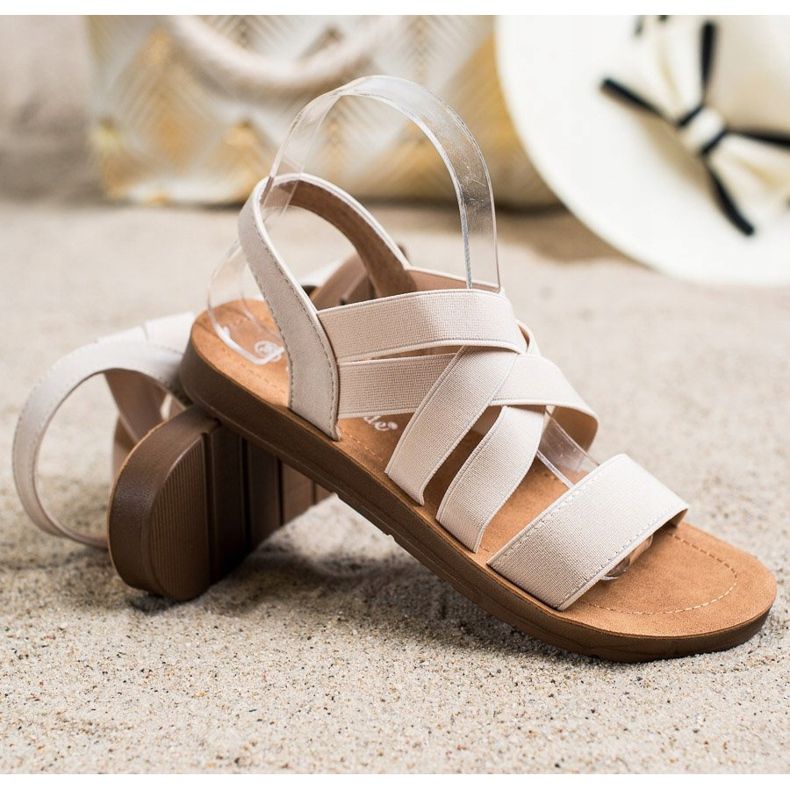 Super Mode Slip-on sandaler med remmar beige 1