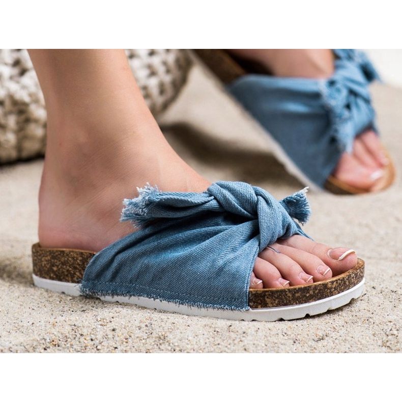Forever Folie Bekväma textil tofflor blå 2
