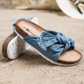Forever Folie Bekväma textil tofflor blå 1
