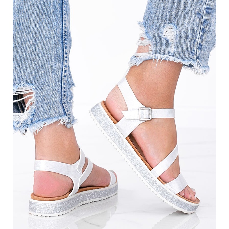 Peaches silverblanka damsandaler vit silver- 1