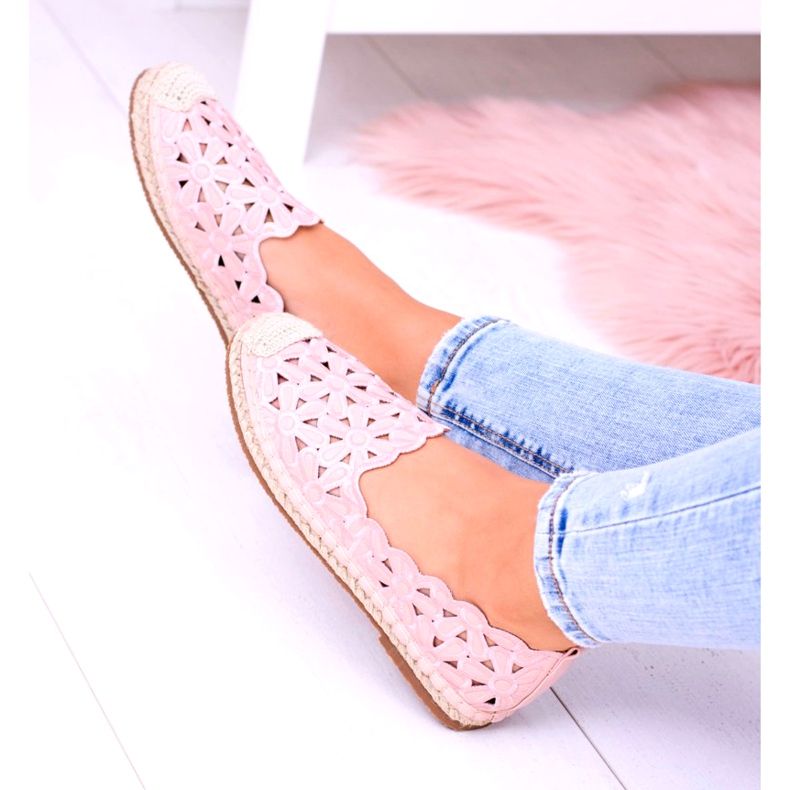 Lu Boo Ballerinor för kvinnor Rosa Espadrilles Macarena blommor 1