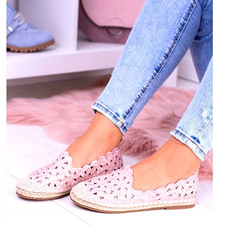 Lu Boo Ballerinor för kvinnor Rosa Espadrilles Macarena blommor 2